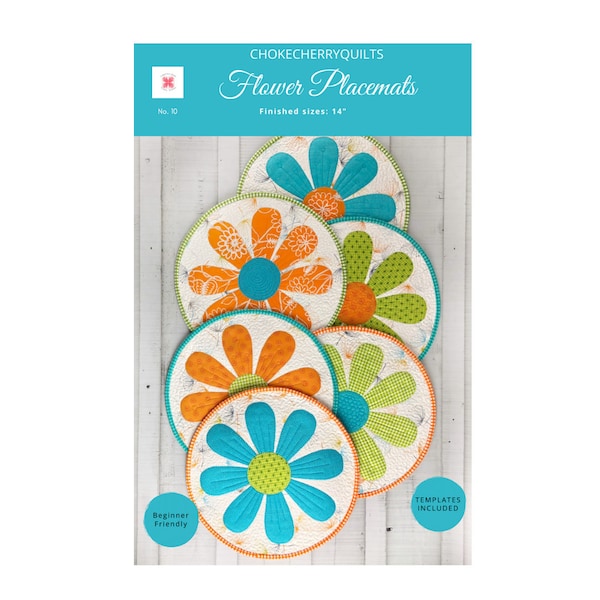 Round Flower Placemat Pattern, Placemat Pattern, Pattern Placemat Applique, Quilted Placemat Pattern, PDF Quilt Pattern, Beginner Friendly