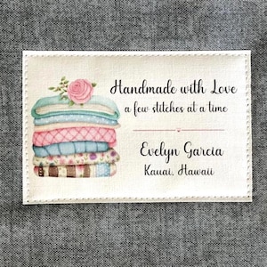Personalized Quilt Label, Quilt Stack Label, Custom Fabric Label, Set of 12 Personalized Label, Iron-on or Sew-on Label FL2x3-04