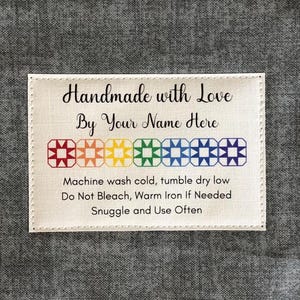 Personalized Quilt Labels, Quilt Label, Rainbow Runner, Custom Fabric Label, Set of 12 Personalized Label, Iron-on or Sew-on Label FL2x3-06