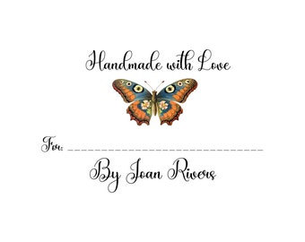 Personalized Quilt Labels, Quilt Labels, Butterfly Quilt Label, Custom Fabric Label, Set of 12 Personalized Labels, Fill in the Blank