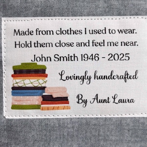 In Memory of Quilt Label, Personalized Quilt Label, Quilt Label, Custom Fabric Label, Personalized Label, Iron-on or Sew-on Label FL2x3-06