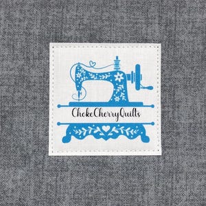 Personalized Quilt Labels, Solid Color Vintage Sewing Machine Labels, Custom Fabric Label, Set of 20 Personalized Labels FL2-08