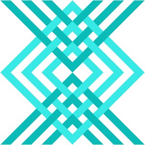 May include: Abstract geometric pattern with overlapping turquoise blue lines forming a diamond shape.
