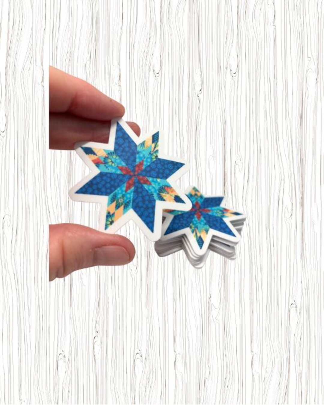 Sticker Blue Block Blue Star Quilt Block Waterproof Vinyl Sticker, Laptop Decal - Etsy