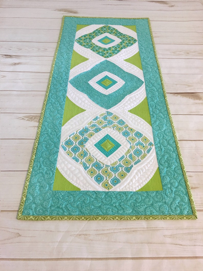 Quilted Table Runner Modern Table Runner Mid Century Table Etsy