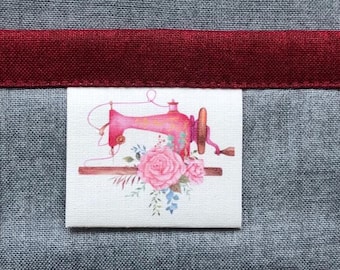 Personalized Fold Over Vintage Sewing Machine Quilt Label, Set of 15,  FO1.5-09