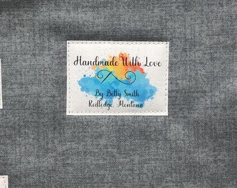 Personalized Quilt Label, Color Splat Design, Set of 25, Iron-on or Sew-on Quilt Labels, FL1-05