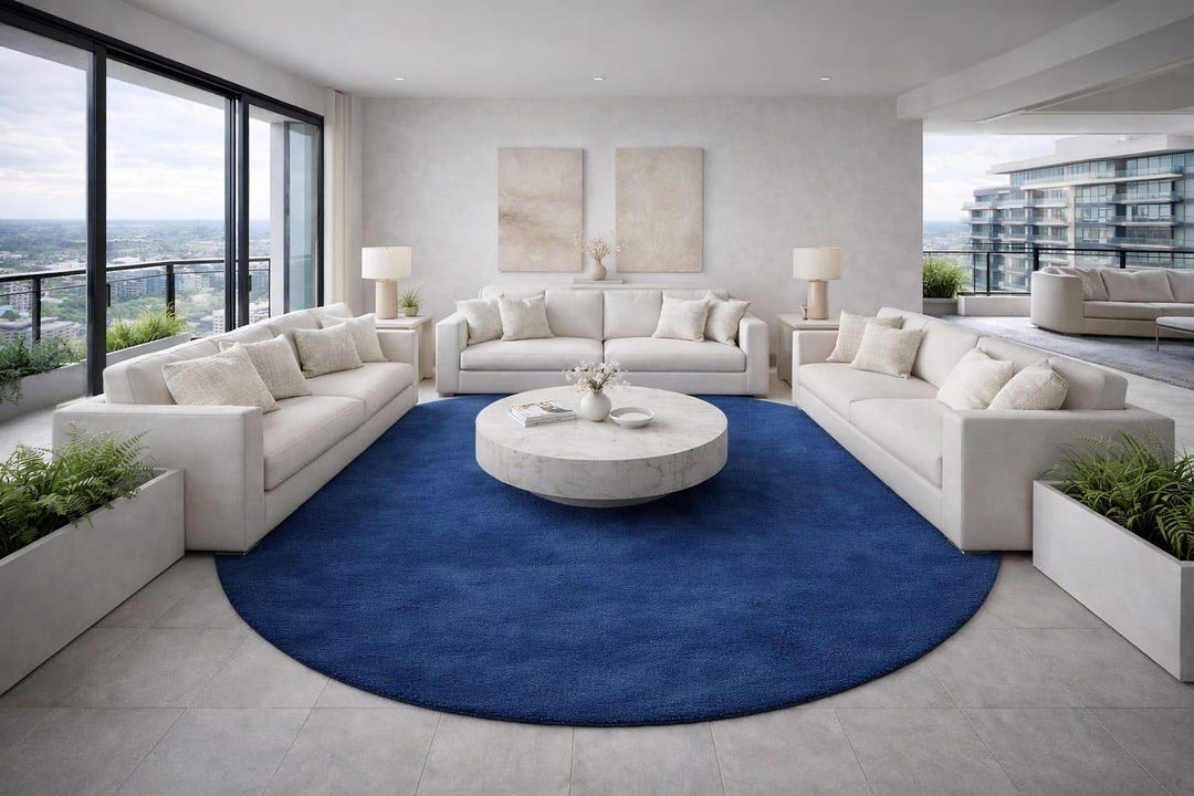 Handtufted Solid Deep Blue Colour Rug for Living Room,/bedroom/office ...