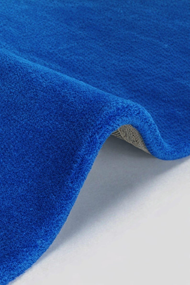 Vibrant Blue Rug Hand Tufted Wool Rug | Solid Royal Blue Plush Carpet - Etsy