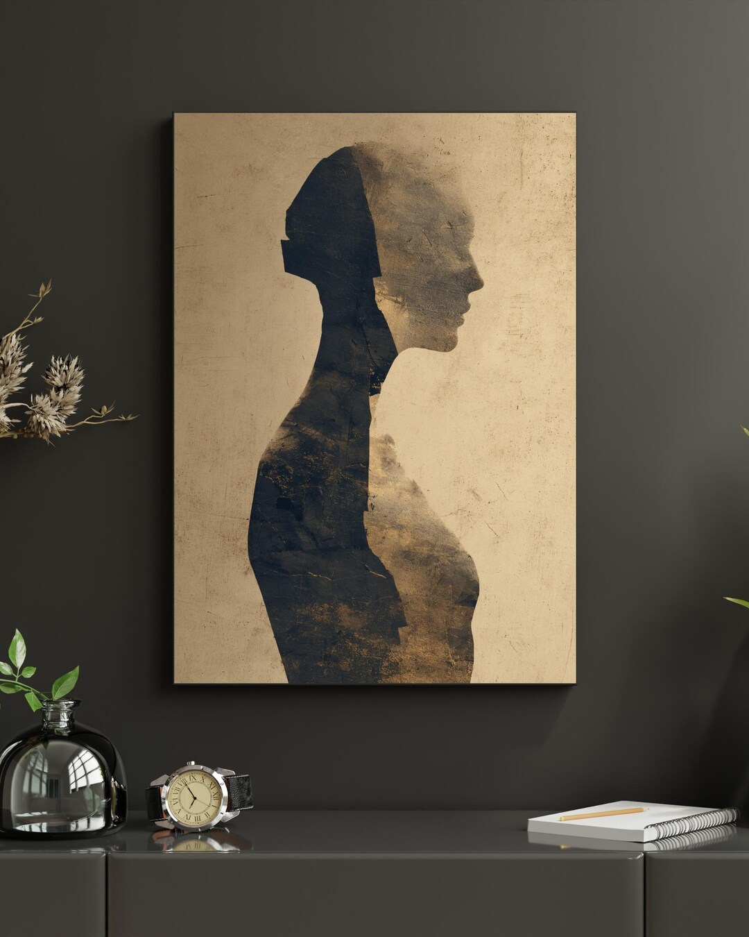 Minimalist Female Silhouette Wall Art, Abstract Woman Profile Print ...