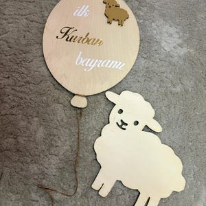 Wooden decoration for Kurban Bayram or "İlk Ramazan Bayramı" – keepsake for babies. Personalized wooden sign.