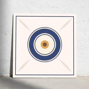 Nazar Evil Eye Ceramic Tile – Turkish Eye Repeating Mediterranean Pattern