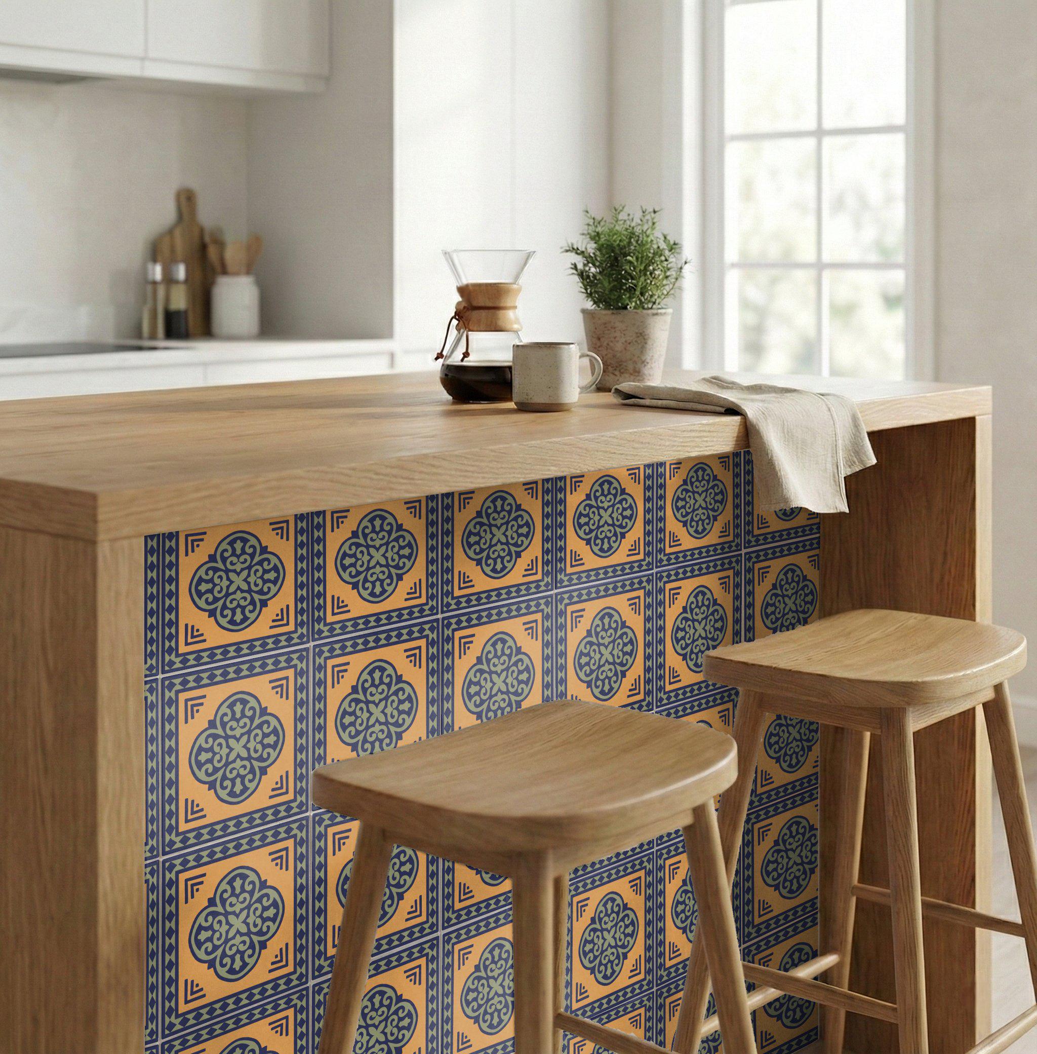 Isfahan Persian Ceramic Tile – Traditional Geometric Medallion