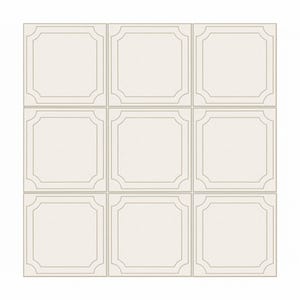 May include: Nine off-white square panels arranged in a grid. Each panel has a decorative, light-colored border. The panels are evenly spaced, creating a symmetrical pattern. The overall design is clean and minimalist.