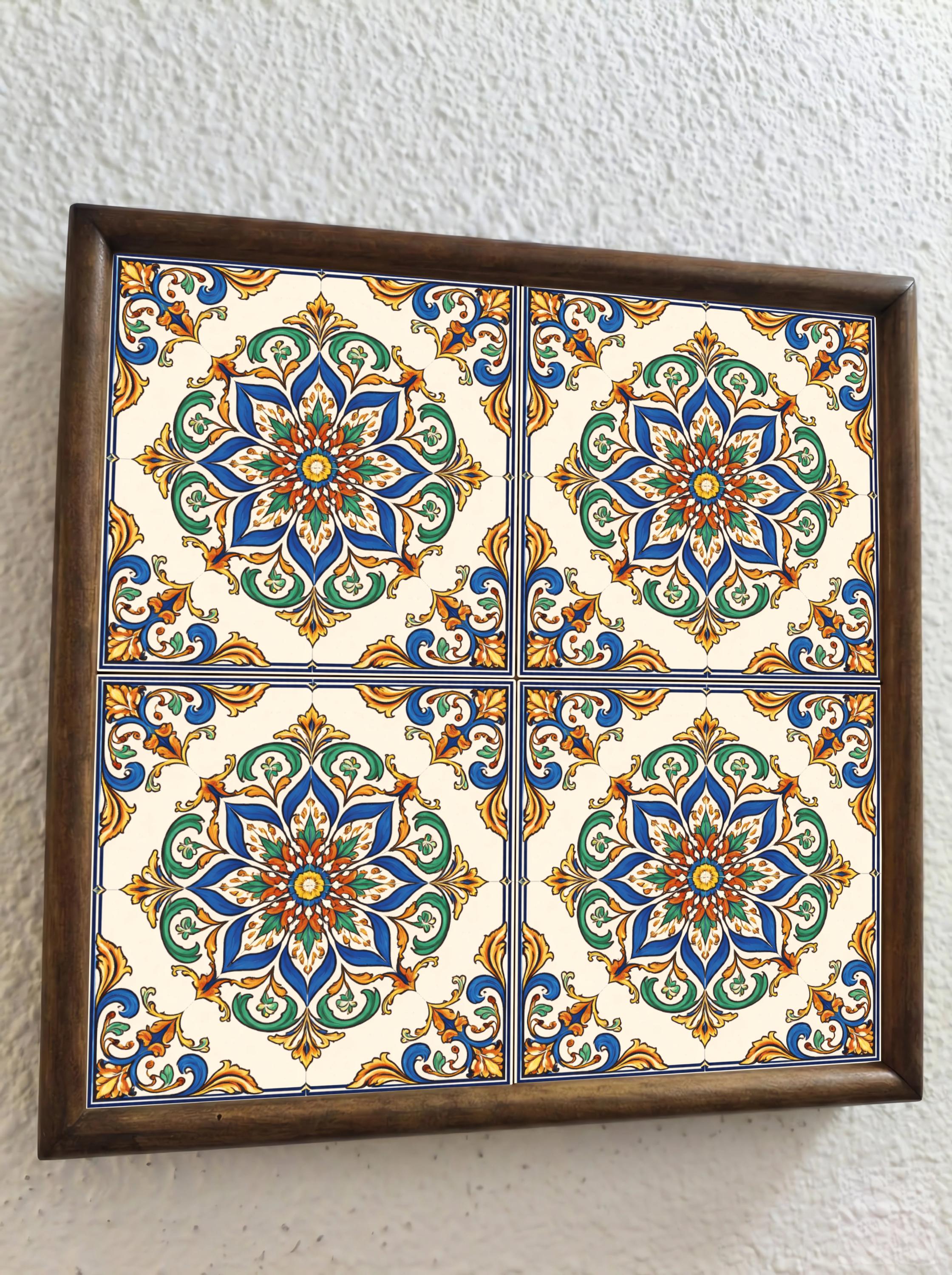 エリオ・マルティネッリ イタリア アンティーク スチール flos 1960s Naples Baroque Ceramic Tile – Southern Italian Floral Medallion - Etsy