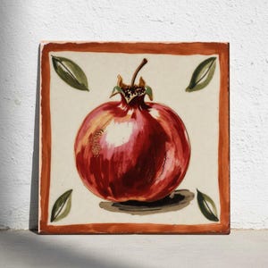 Amalfi Pomegranate Ceramic Tile – Italian Mediterranean Kitchen Wall Decor