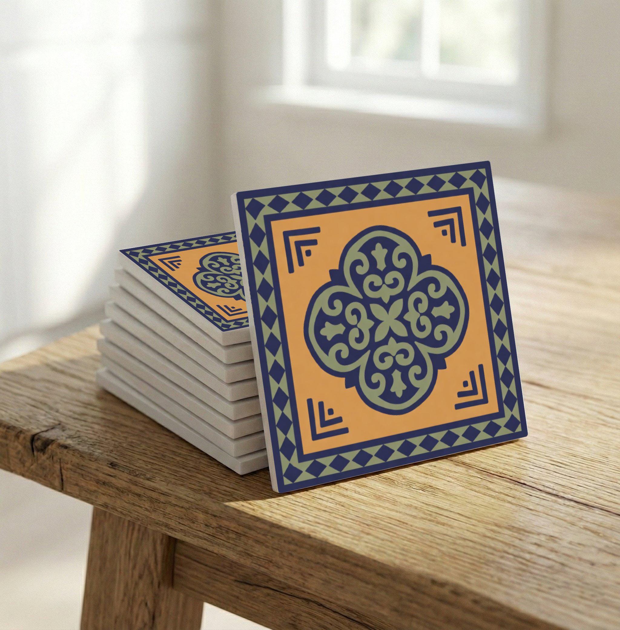 Isfahan Persian Ceramic Tile – Traditional Geometric Medallion