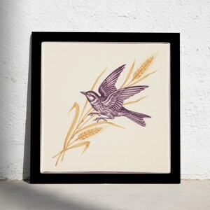 Swallow and Wheat Ceramic Tile Botanical Bird Accent for Kitchen Backsplash