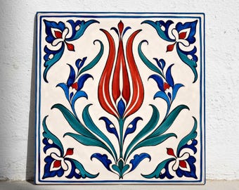 Turkish Tile Tulip – Ottoman Floral Ceramic Wall Art, Colorful