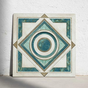 Agra Geometry Keramikplattor – Mughal-inspirerad blågrön medaljongdekor