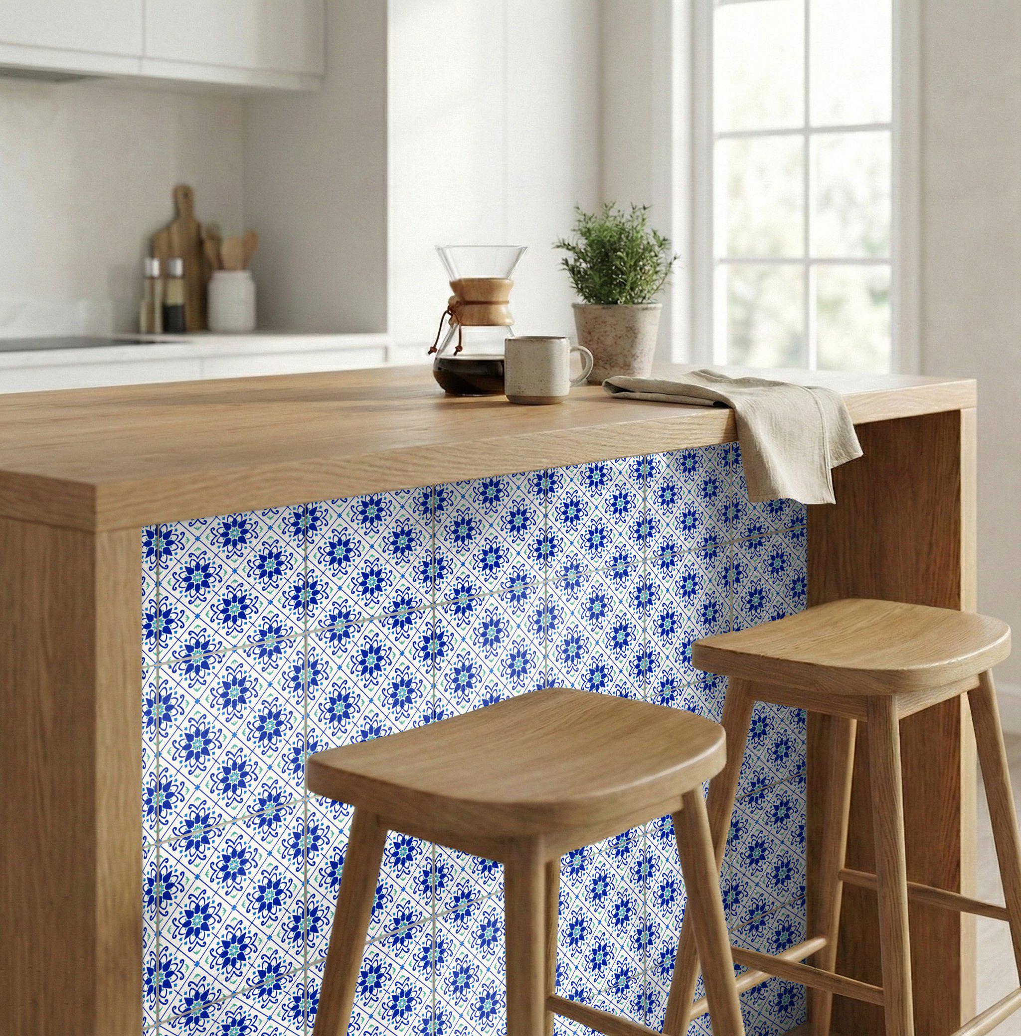 Santorini Blue Floral Ceramic Tile – Aegean Pattern - Etsy
