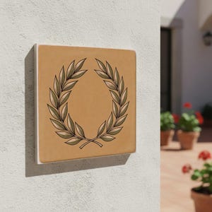 Athens Ceramic Tile – Laurel Wreath Classical Greek Design, Mediterranean Heritage Decor