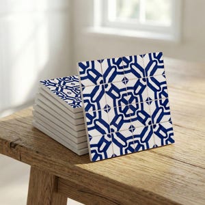 Indigo Geometrische Keramikfliese – Modern Mediterran