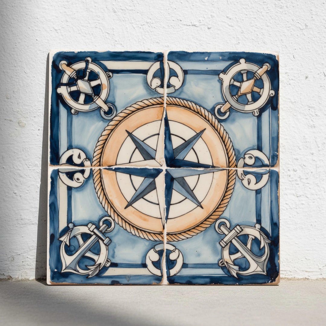 Atlantic Compass Ceramic Tile – Nautical Maritime - Etsy