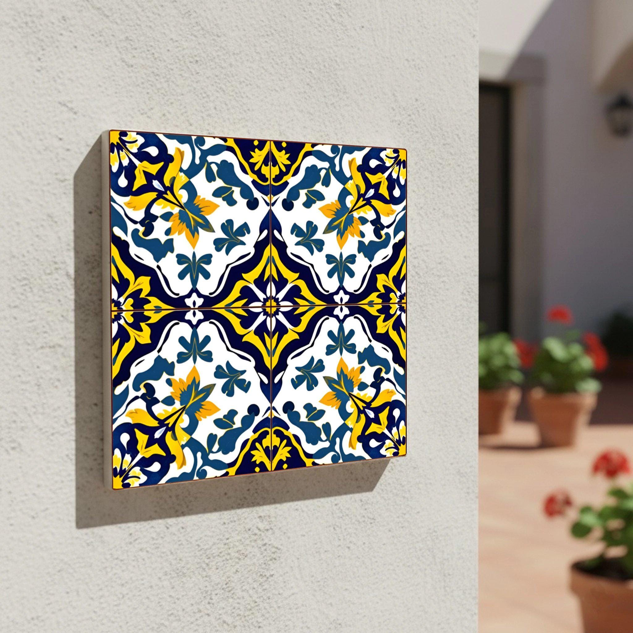 Marseille Provençal Ceramic Tile – Blue & Sunflower - Etsy