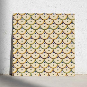 Mediterranean Scallop Ceramic Tile - Yellow Green Blue Dot Pattern Accent Tile