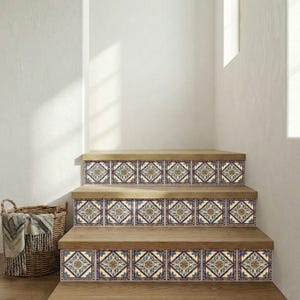 Cádiz Blue & Gold Ceramic Tile – Andalusian Coastal Botanical Pattern image 10
