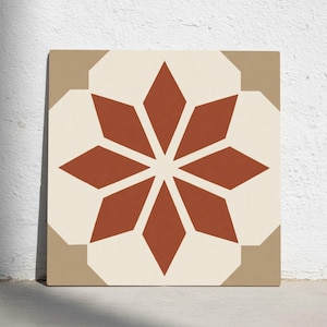 Siena Ceramic Tile – Terracotta Star Geometric Design, Tuscan Mediterranean Decor