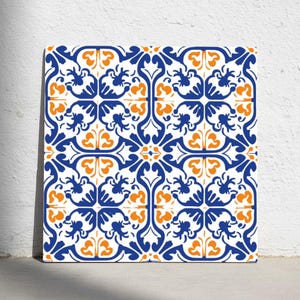 Portuguese Ceramic Tile – Lisbon Blue & Orange