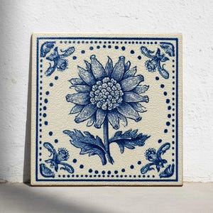 Maastricht Netherlands Ceramic Tile – Delft Blue Floral Design Dutch Vintage Botanical Decor
