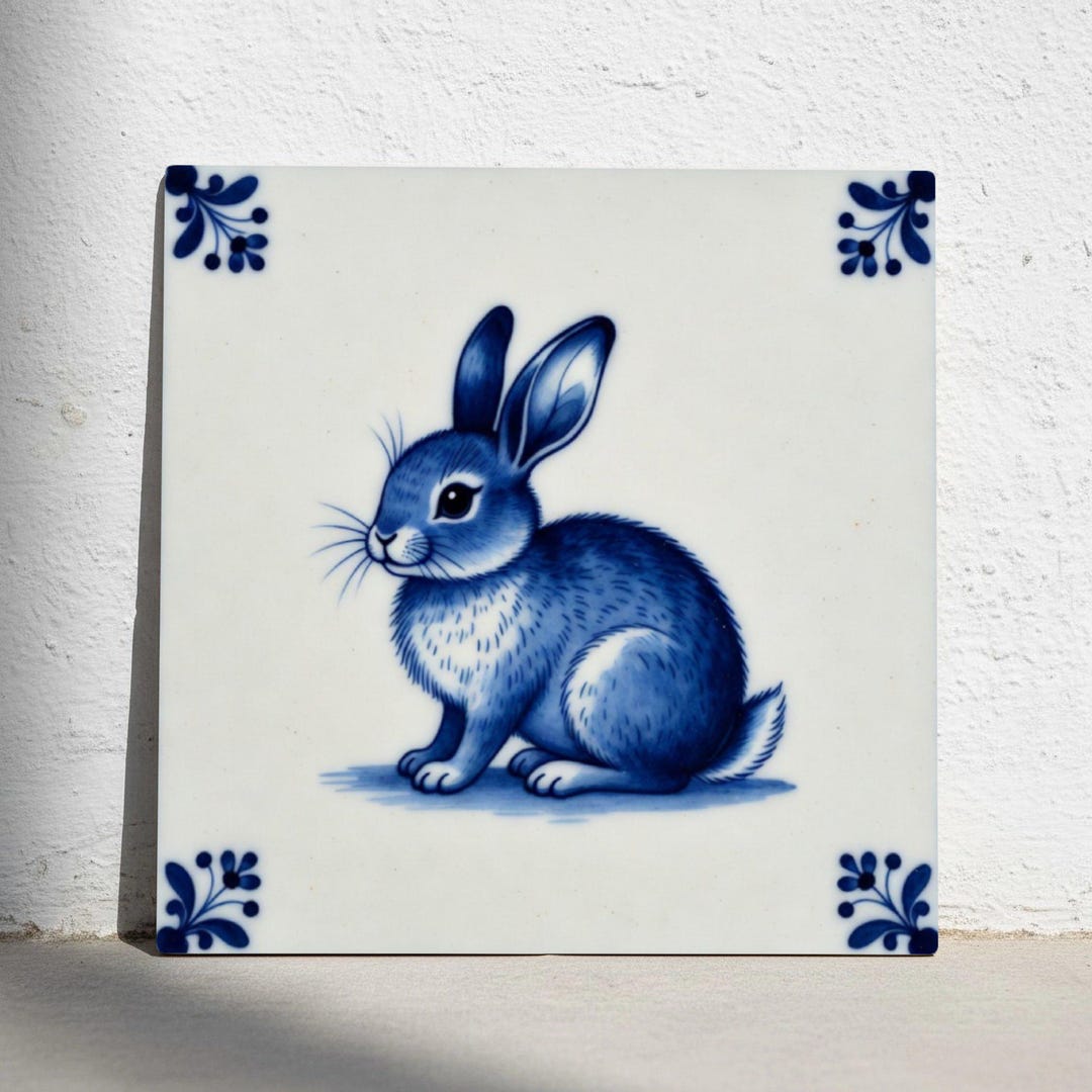 Delft Blue Rabbit Ceramic Tile – Classic Dutch Animal Wall Decor - Etsy