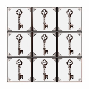 Vintage Skeleton Key Tile – Classic European Hotel Style Wall Decor