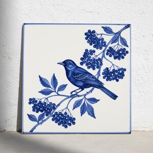 Blue Bird Ceramic Tile Botanical Wall Tile for Kitchen Backsplash Shower Wall and Stair Risers