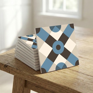 Berlin Bauhaus Keramikplattor – Geometrisk Blå & Neutral Modern Inredning