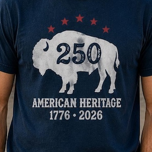 T-shirt Amerikaanse buffalo 250e verjaardag, American Heritage Bison grafisch T-shirt