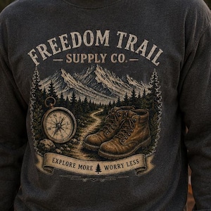 Freedom Trail Supply Co. Vintage wandelshirt met graphic, Mountain Explorer Adventure-kleding