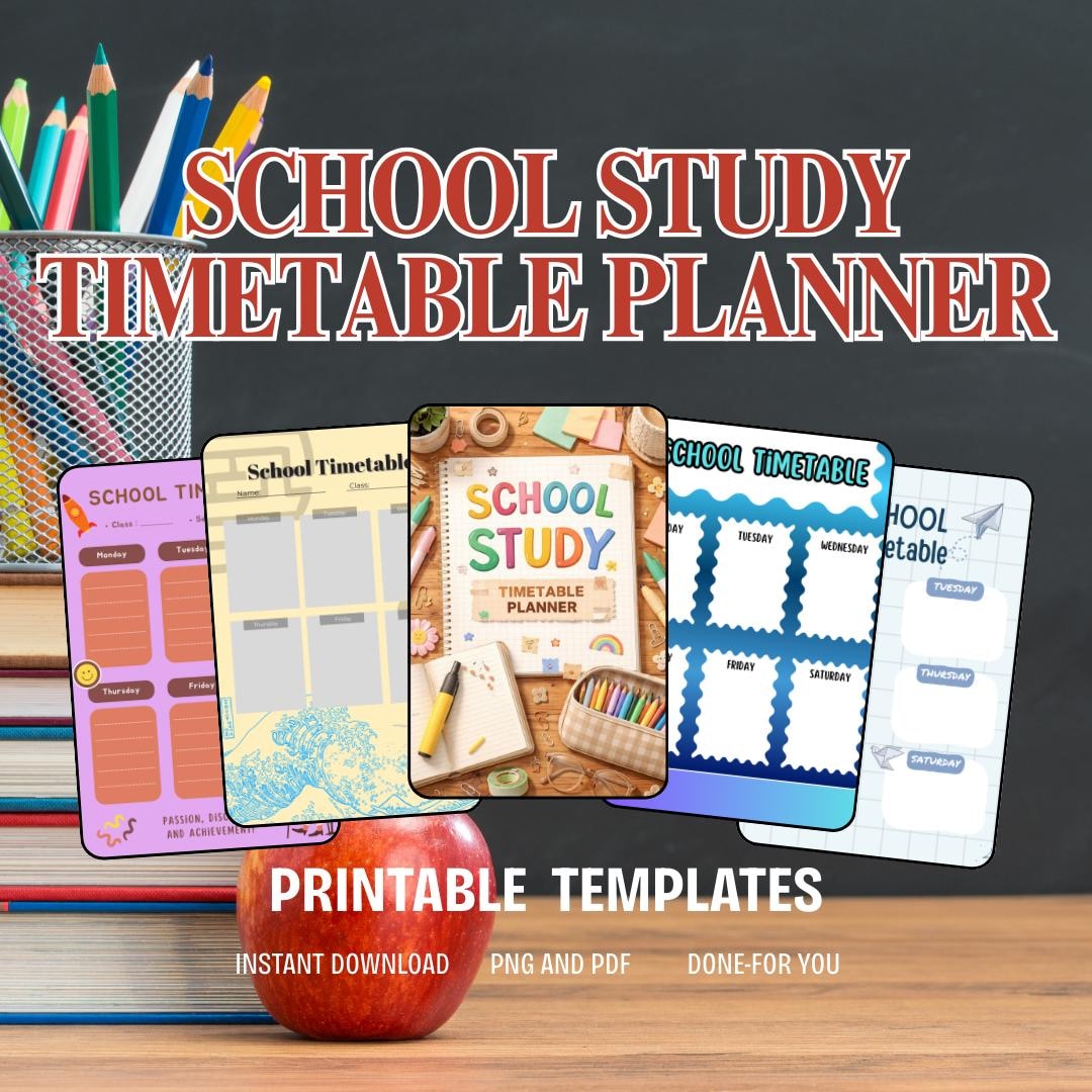 School Study Timetable Planner PDF PNG | Weekly & Daily Study Planner ...
