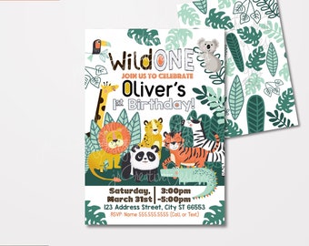 Wild One birthday invitation Boy Jungle birthday invitation Safari birthday invitation 1st birthday invitation Boy Wild One Birthday Invite