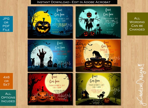 Halloween Invitations Halloween Party Invitations Spooky invitations Costume party invitations Halloween Birthday invitations Pumpkin Party Il_570xn