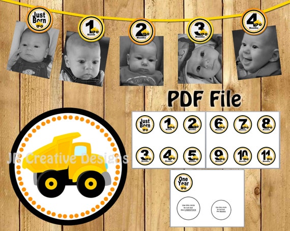 Construction banner under Construction photo Banner Boy picture banner 1st birthday boy 1 year banner dump truck cones hard hat - PDF File Il_570xn