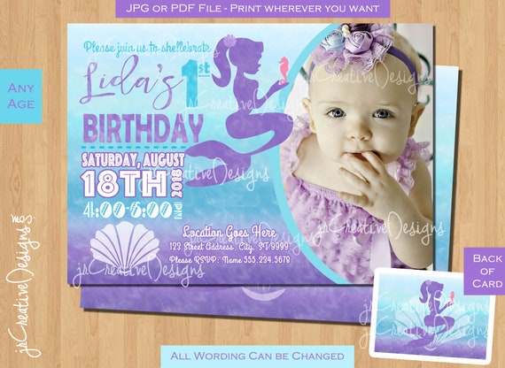 Mermaid Invitation with Photo Mermaid Birthday Invitation Printable Mermaid Party Invitation Mermaid Invitation Download Mermaid Party Girl Il_570xn