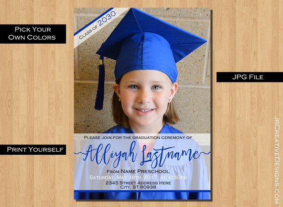 Preschool Graduation invitation Kindergarten Graduation Invitation School Graduation invitation elementary invitation kid child photo invite Il_570xn