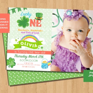 St. Patricks Day 1st Birthday Einladung Mädchen 1. Geburtstag St. Patrick es Day Geburtstag Einladung St. Patrick es Day Geburtstag Party Einladung