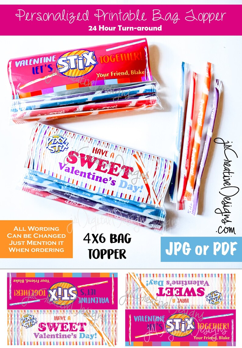 Pixy Stix Valentine's Day Printable Kids Valentine's | Etsy