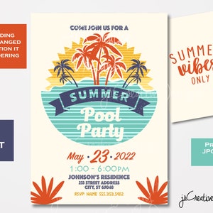 PoolParty Einladung Sommer Einladung Schwimmen Party Einladung Sommer Einladung Schwimmen Einladung StrandParty Einladung Kinder Sommerparty