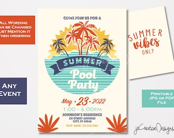 Pool Party Invitation Summer Invitation Swimming Party Invitation Summer Invite Swimming Invitation Beach Party Invite Kids Summer Party